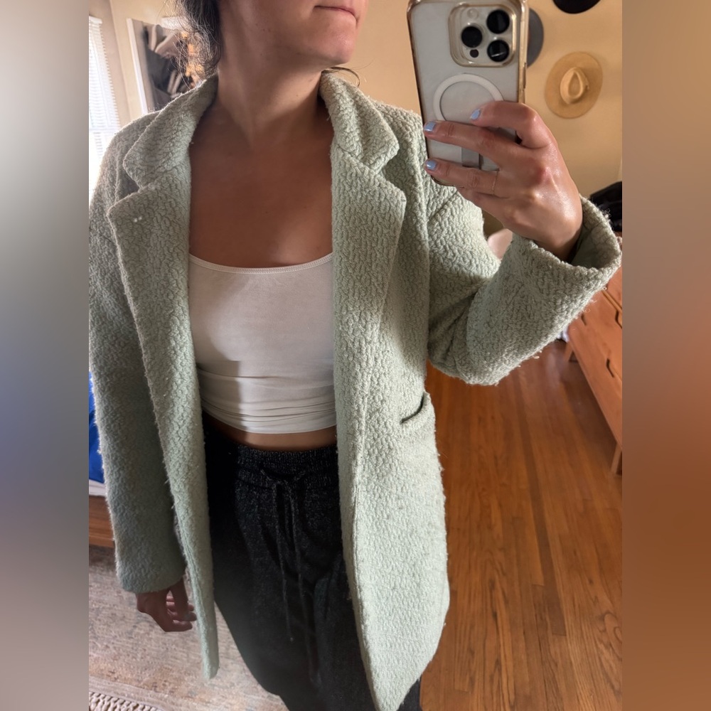 Women's Mint Green Textured Coat